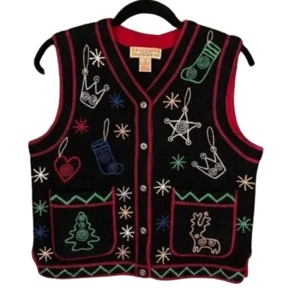Telluride 100% Boiled Wool Embroidered Christmas Sweater Vest Women’s Small - Picture 1 of 3